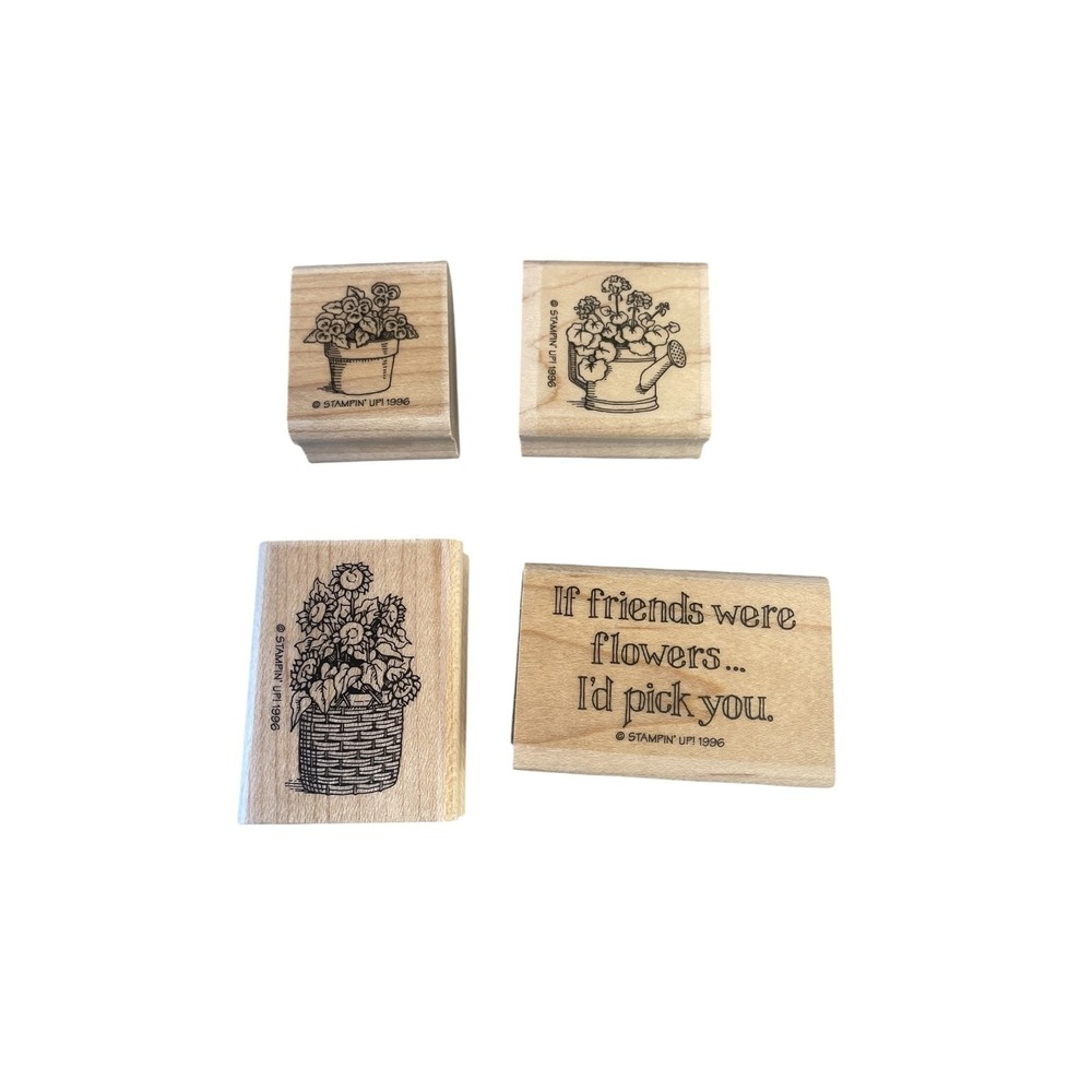 Stampin' Up! "I'd Pick You" Wood Mount Stamp Set Floral Friendship‎ 1996
